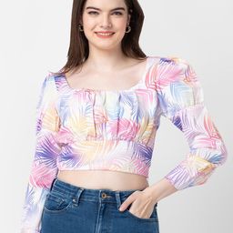 SPYKAR Tropical Printed Cotton Crop Top-picture-6