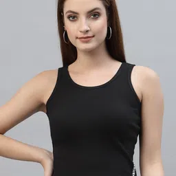 Friskers Black Organic Cotton Tank Crop Top-image-59