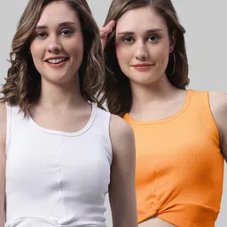 FBAR Pack Of 2 Round Neck Twisted Detail Crop Cotton Rib Tank Tops-picture-24
