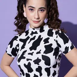 TANDUL Abstract Printed Monochrome Crop Top-picture-15