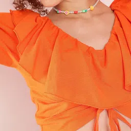 fuchsia PRETTY LOVING THING V-Neck Ruffles Crop Top image 2