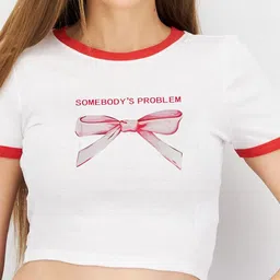 StyleCast x Revolte Typography Printed Round Neck Crop Top image 2