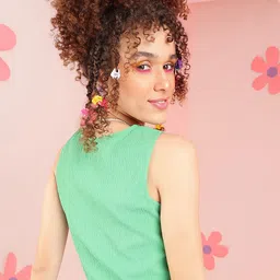 fuchsia PRETTY LOVING THING V Neck Crop Top image 4