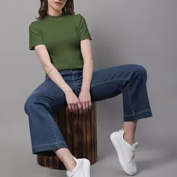 FBAR Pack of 2 High Neck Ribbed Cotton Fitted Crop Tops image 4