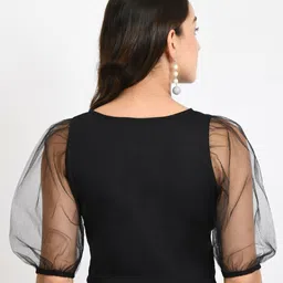 V&M  V-Neck Puff Sleeve Fitted Crop Top image 4