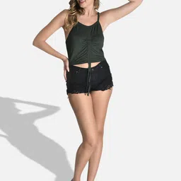 StyFun Sleeveless Tie Up Detailed Cotton Fitted Crop Top image 5