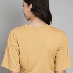 Trend Level Typography Printed Round Neck Drop-Shoulder Sleeves Cotton Crop T-shirt image 3