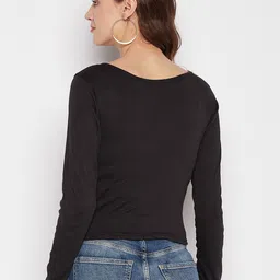 Clora Creation Scoop Neck Long Sleeves Fitted Crop Top image 5