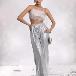 Tokyo Talkies Embellished Striped Bralette Crop Top image 4