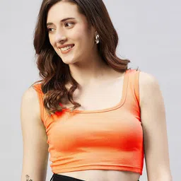 Blinkin Women Orange Ribbed Crop Top-picture-27