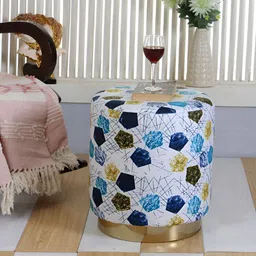 Shadowkart Geometric Printed Wooden Ottoman image 1