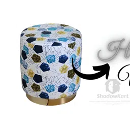 Shadowkart Geometric Printed Wooden Ottoman image 3