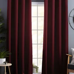 Story@home Maroon 2 Pieces Black Out Long Door Curtain-picture-11