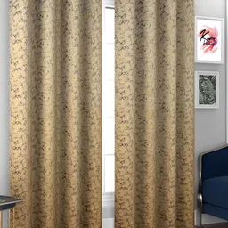 Kraftiq Homes Gold Toned 2 Pieces Abstract Printed Room Darkening Long Door Curtains-picture-12