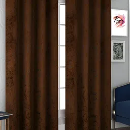 Kraftiq Homes Brown 2 Pieces Abstract Printed Room Darkening Long Door Curtain-image-96