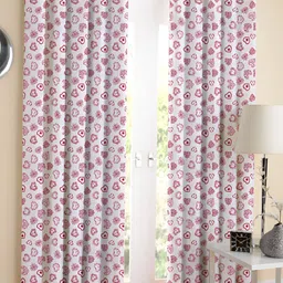 Airwill Red & White 2 Pcs Floral Room Darkening Cotton Long Door Curtain-picture-26