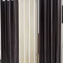 Kraftiq Homes PlainPunching Brown & White 3 Pieces Room Darkening Long Door Curtains-picture-19