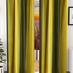 Shopgallery Green & Yellow 2 Pieces Colourblocked Room Darkening Long Door Curtains-image-52