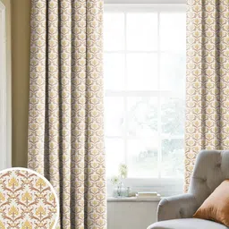 CASABLEU Yellow Set of 2 Geometric Long Door Curtain image 1