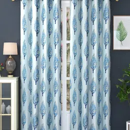 Homefab India Blue Set of 2 Floral Long Door Curtain-picture-25