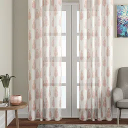 Soumya Rust & Cream-Coloured Single Sheer Long Door Curtain-picture-38