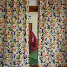 TARA- Sparkling Homes White & Orange Floral Long Door Curtain-picture-23