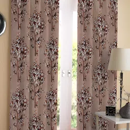 REYANSH DECOR Brown and White 2 Pieces Floral Window Curtains-image-54