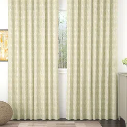 Story@home Set of 4 Beige And Off White Striped Print Room Darkening Door Curtain-image-4