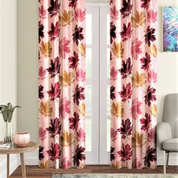 Home Sizzler Maroon & Pink Set of 2 Floral Door Curtain-image-15