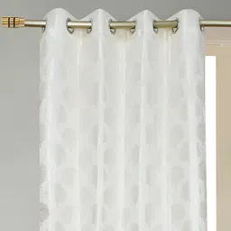THE CONVERSION Cream Coloured Self Design Long Door Curtain image 2