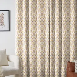 CASABLEU Yellow Set of 2 Geometric Long Door Curtain image 5