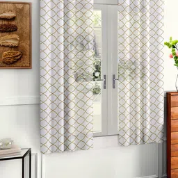 Cortina White & Brown Set of 2 Embroidered Sheer Window Curtain image 3