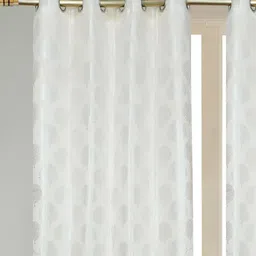 THE CONVERSION Cream Coloured Self Design Long Door Curtain image 4