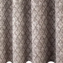 THE CONVERSION Coffee Brown Geometric Jacquard Long Door Curtain image 3