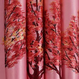 Homefab India Maroon Set of 2 Floral Window Curtain image 4