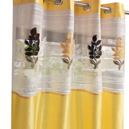 Homefab India Yellow & Beige Set of 2 Ethnic Motifs Door Curtains image 3