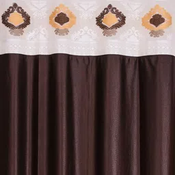 Homefab India Coffee Brown & Cream-Coloured Set of 2 Sheer Door Curtain image 4