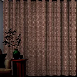 Nefertiti Home Rust 2 Pieces Self Design Black Out Door Curtains image 2