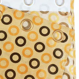 Bedspun Beige & Brown Set of 2 Geometric Door Curtain image 3