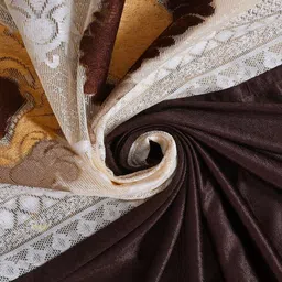 Homefab India Coffee Brown & Cream-Coloured Set of 2 Sheer Door Curtain image 2