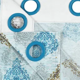 Bedspun Raga Blue & Mustard Ethnic Motifs Window Curtain image 5