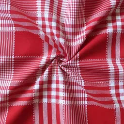 Airwill Red & White 2Pcs Geometric Room Darkening Long Door Curtain image 4