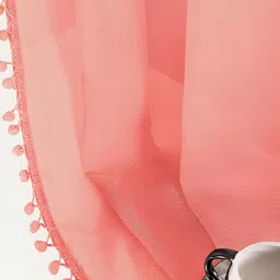 URBAN SPACE Peach 2 Pieces Sheer Window Curtains image 4