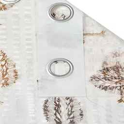 AH ARTSY HOME Coffee Brown & Grey 2 Pcs Floral Printed Tissue Net Sheer Door Curtains image 5