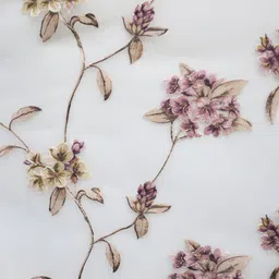 Ariana White & Brown Floral Black Out Window Curtain image 2