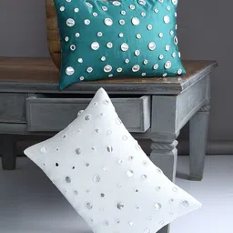 Alina decor Multicoloured Set of 2 Embellished Rectangle Cushion Covers image 1