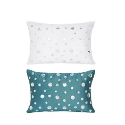 Alina decor Multicoloured Set of 2 Embellished Rectangle Cushion Covers image 2