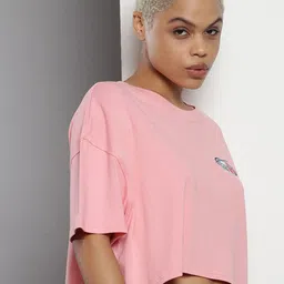 Tommy Hilfiger Typography Printed Drop Shoulder Sleeves Pure Cotton Crop T-shirt image 4