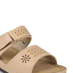 Shezone Women Cream-Coloured Comfort Heels with Laser Cuts image 3