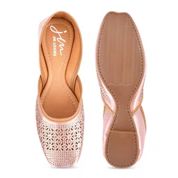 JM Looks Embellished Square Toe Mojaris With Laser Cuts image 2
